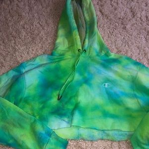 Tie dye champion cropped hoodie